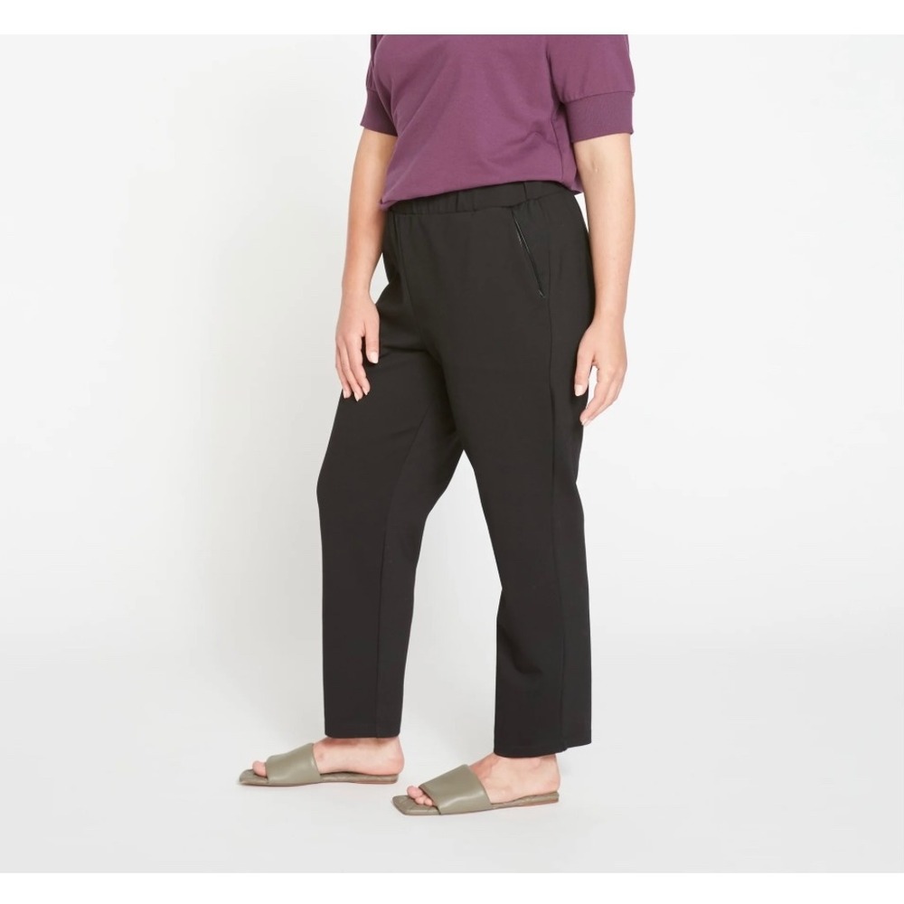 Universal Standard Moro Pants Women Black Pull-on Pockets Straight Leg Sz XL EUC